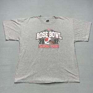 Vintage Wisconsin Badgers Rose Bowl 2012 T-Shirt Mens XL Gray Gildan Football
